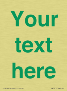 Custom blank information sign. Green text, plain background